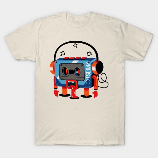 Walkman Cartoon T-Shirt by Likkey